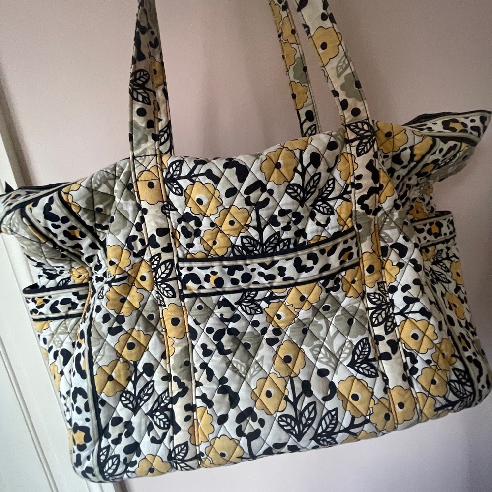 Vera Bradley Go Wild Floral Quilted Tote Bag in Yellow and Black